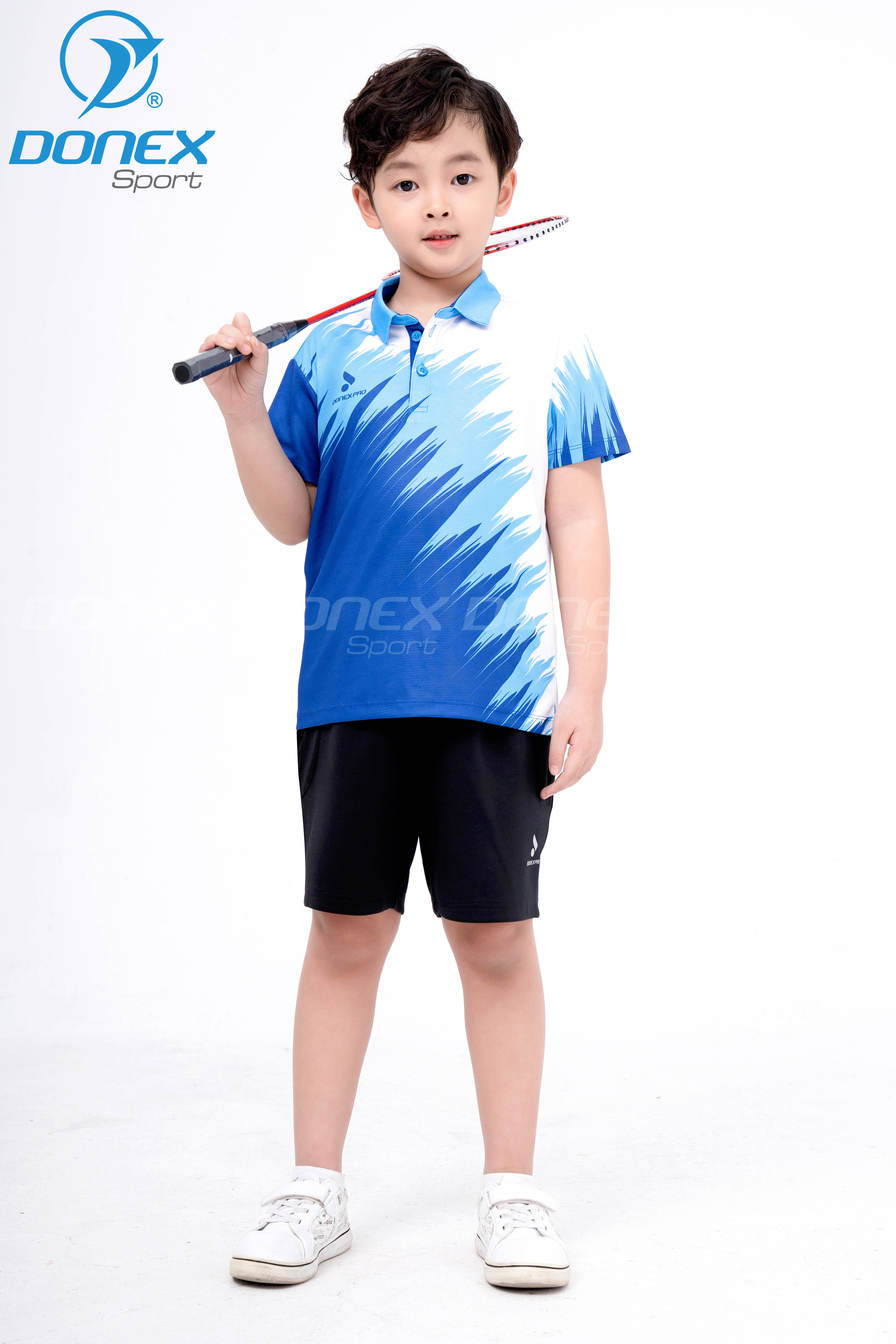 Áo thể thao trẻ em TC-1026  Xanh bích  phối xanh copan